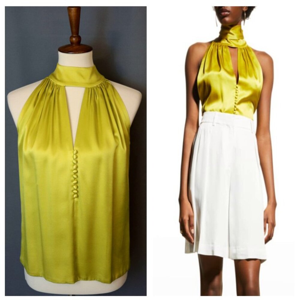 ADRIANA IGLESIAS 4 / 38 Serena Silk-Blend Halter Neck Tie Top